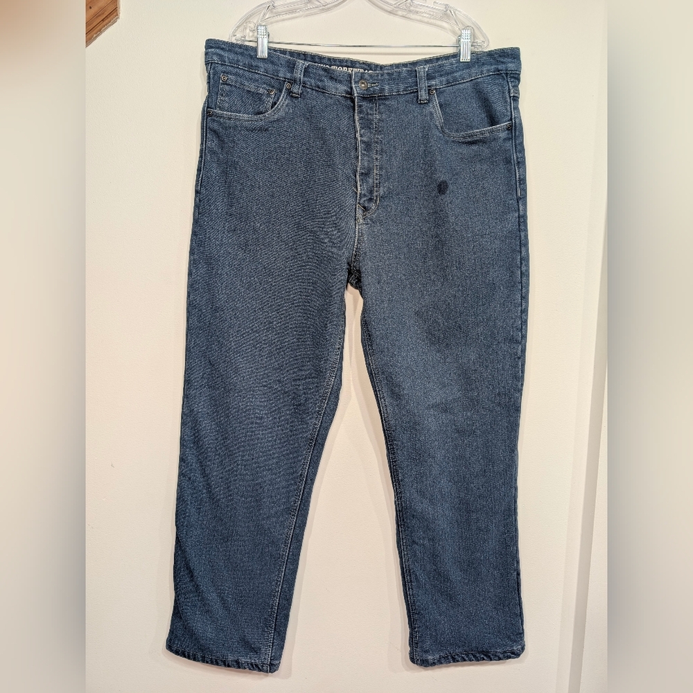 Smith's Workwear Mens 40x32 Straight Leg Fleece Lined Denim Jeans Slight Stretch